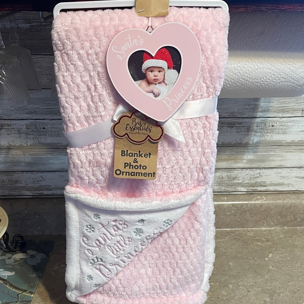 Baby Essentials Santa’s Little Princess  Blanket with Photo Ornament